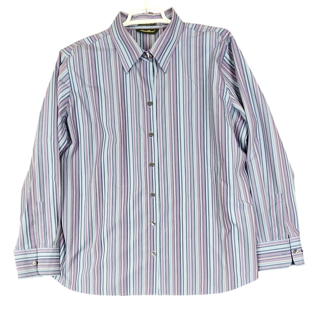 Eddie Bauer Womens XXL Striped Wrinkle Resistant Long‎ Sleeve Button Down Shirt